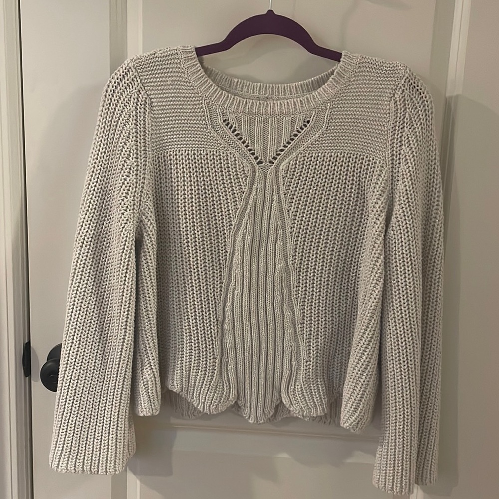 Aerie white knit sparkly sweater